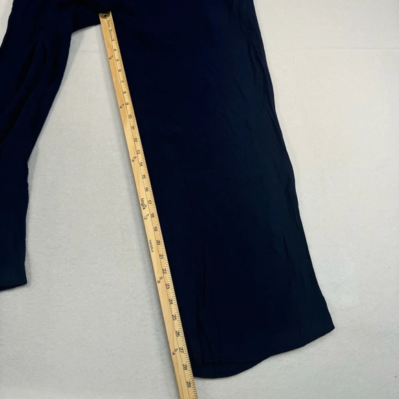 Nanette Lepore Pull On Wide Leg Pants Womens Sz Med Blue High Rise Smocked Waist - Picture 8 of 11